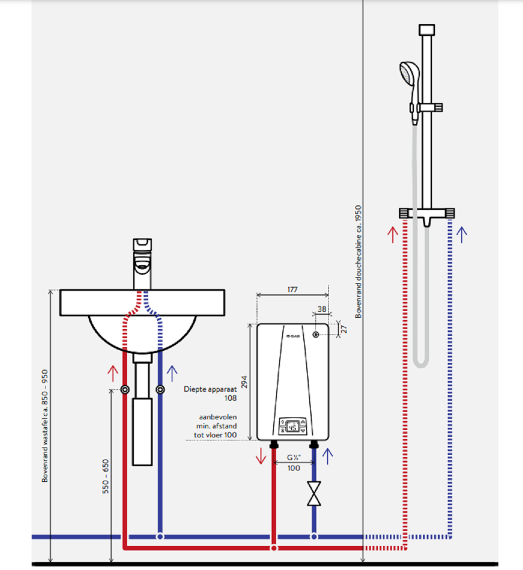 Clage CEX, doorstromer instelbaar (11 kW of 13.5 kW), bovenbouw, onderaansluiting - Afbeelding 4