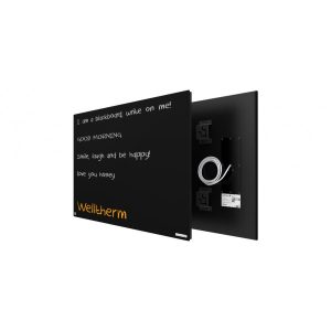 Welltherm krijtbord infrarood verwarmingspaneel Zwart Satijn Glas