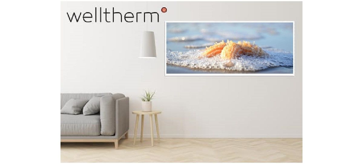 Welltherm metalen infrarood verwarmingspaneel met (eigen) afbeelding